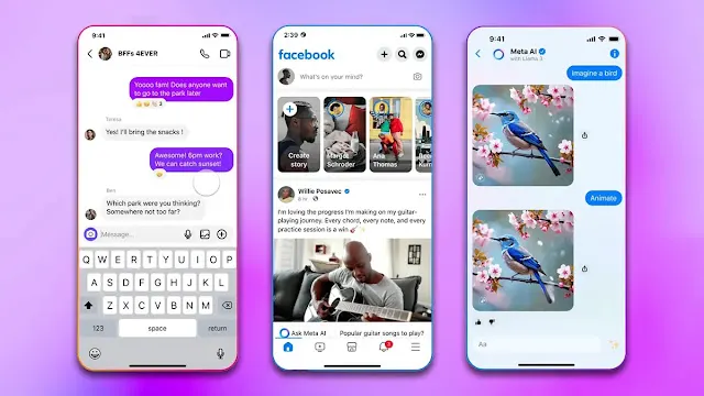 Meta AI Consumer Image Generator Tool Meta AI chat assistant interface generating fast digital graphics and automated social media captions.