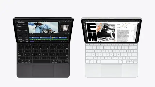 iPad Pro M4 Magic Keyboard: The Ultimate Laptop Setup iPad Pro M4 features and specifications explained 2026: The haptic Magic Keyboard with aluminum palm rest and function row.