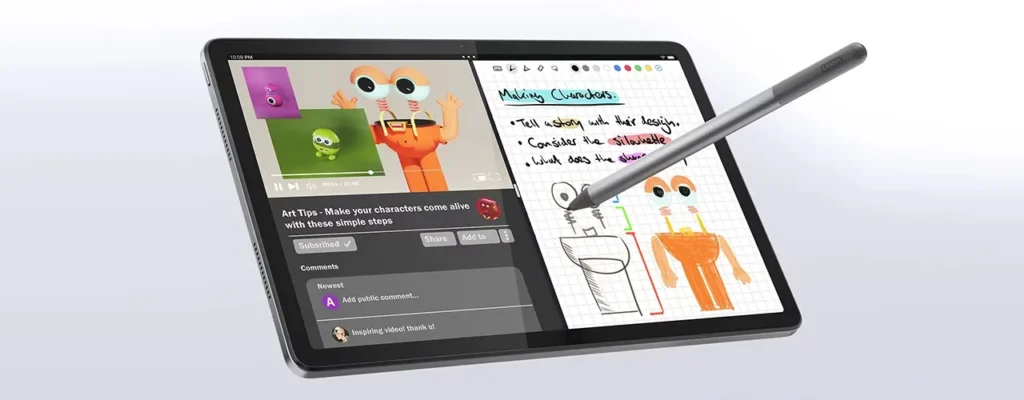 lenovo-tab-m11-stylus-drawing-demo Active stylus pen being used for digital drawing on the Lenovo Tab M11 screen