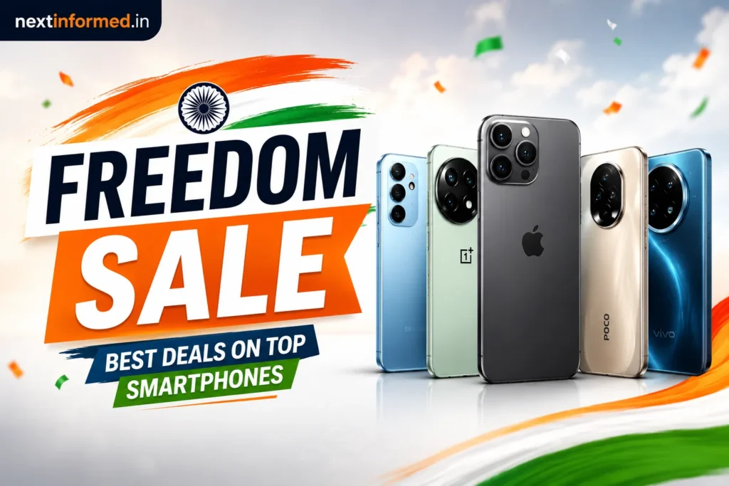 flipkart freedom sale mobile phones Illustration showing different brands mobile phone delas for Flipkart Freedom Sale purchases.